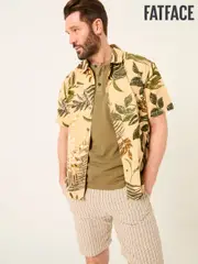 FatFace Yellow Leaf Short Sleeve Shirt (AJ5133) | $102
