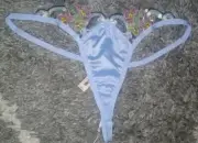 VS/love for lemons Charmed Bow floral embroidered v string new medium blue