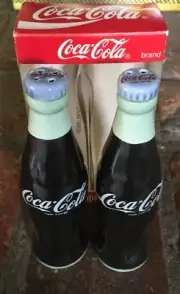 1996 NOS 5½" COCA-COLA Pop Soda Salt & Pepper Shakers Ceramic Unused COKE