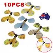 10 pcs Fluttering Flying Toy Magic Butterfly Wind up Butterfly Flutter Card AU