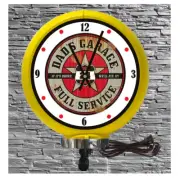 Dads Full Serv Garage Lighted Wall Mount Yellow Gas Pump Globe Advertising Clock
