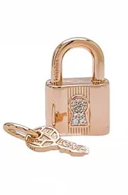 New 100% Authentic PANDORA 14k Rose Gold Padlock & Key Dangle Charm 780088C01