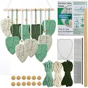 Suo Long Macrame Leaves Wall Hanging Kit Macrame Kits for Adults Beginners Easy Macrame Leaf Hanging Making kit with Pre-Cut Macrame Cord,Instruction Book,Wooden Beads for Starters Adult DIY Craft Kit