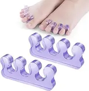 Sibba Toe Separators for Nail Polish, Silicone Toe Separator, Straighteners and Correctors for Overlapping Toes, Bunions, Hammer Toe, Foot Pain Relief for Men and Women (Blue) (Purple)