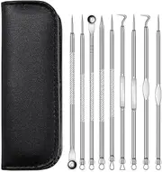 9PCS Blackhead Remover Extractor Tool Pimple Blemish Popper Comedone Kit Clip, Stainless Steel Pimple and Blemish Extractor Set