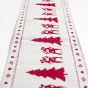 Jacquard Christmas Table Runner with Tassel - Red Xmas Tree