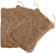 OSOLADY Bathroom Organizer 3pcs Jute Soap Pouches for Shower Bath and Travel Foam Saver Exfoliating Solution