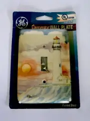 Vintage Light House Painted Switch Cover Watercolor Artist Signed Sealed New