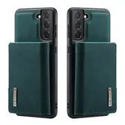 DG MING For Samsung Galaxy S22+ /S22 Plus Premium Trifold Wallet Leather Case With 2-in-1 Magnetic Detachable Card Holder Pocket Cover - Blue