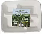 250 Pcs 4 Compartment Plates Sugarcane Biodegradable Eco Friendly Dinner Party