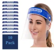 10 Pack Clear Full Face Shields/Face Masks Visor with Sponge Pad Adjustable Band