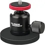 ULIBERMAGNET 60lb Magnetic Camera Mounting Base with Mini Ball Head, Super Strong Rubber Coating Neodymium Magnet with 1/4’’-20 Male Thread Stud for Mobile Camera, Security Cameras