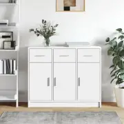 sideboard storage cabinet white engineered wood 91x28x75 cm home 3008