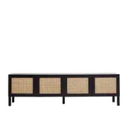Casa Decor Tulum Rattan Entertainment Unit TV Stand w/ Cabinet 175x50cm Black