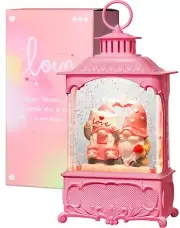 Valentines Day Snow Globe Gnome Snow Globe Lantern, Lighted Valentines Day De...