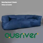 Classic Office Living Room 3 Person Couch Seater Bean Bag Cover Navy BB3PNVY