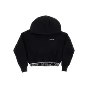 [OFF WHITE] OFF WHITE Cropped hoodie with branded band Kids 10Y 10Y Black
