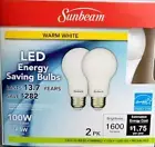 Sunbeam (4) LED Light Bulbs - 14.5W (100 watt) - Warm White - Dimmable - A19 E26