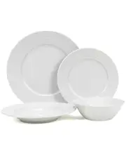 French Home White Wave Porcelain 16pc Dinnerware Set