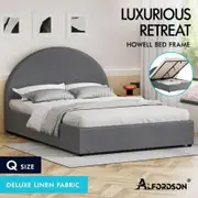 ALFORDSON Bed Frame Queen Size Gas Lift Base With Storage Grey Fabric HOWELL
