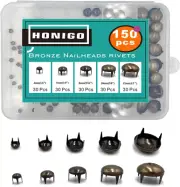 150Pcs Nailheads round Dome Studs Rivets Bronze Metal Solid Brass 4/6/8/10/12Mm