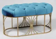 Metal tufted bench turquoise velvet 80Wx40Dx42H