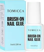 [TOMICCA] Quick Dry Nail Glue, 7ml Extra Strong Brush On Nail Glue for Nail Repair, Super Strong False Nail Glue For Nail Tips, Long Lasting Nail Adhesive Glue- Professional Salon & Home Use