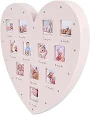 ERINGOGO Growth Record Photo Frame Heart Shape Lighted Baby Photo Frame Perfect for Baby Room Decor