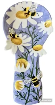 Blue Sky Clayworks “Lavender & Honey” Bees Daisies Flowers Spoon Rest 22245 NEW