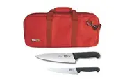 3pc Chef Starter Knife Set Red Bag & Victorinox 15cm Cook & 20cm Knives