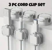Cable Management Clips, 3 Pc Magnetic Computer Cord Organizer, White Clip Set