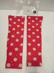 Team Sparkle Athletic Girls Large Red with White Polka Dot Sleeves w/temp Tatoo