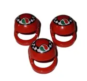 LEGO® 3X RED MINIFIGURE HELMETS WITH OCTAN SYMBOL RACE CAR PART Series 3 Race