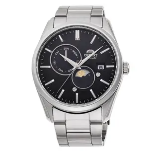 【ORIENT 東方錶】RA-AK0307B 日月相錶 藍寶石鏡面 鋼錶帶 機械男錶 黑/銀 41.5mm 台南時代鐘錶