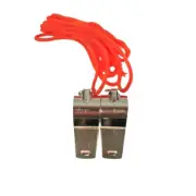 Set 2 Stainless Steel Loud Sport Football Coach Referee Teacher Lanyard Whistles