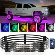 4X 17.5" LED RGB Wheel Ring Lights Rim Light APP Bluetooth Control For Car Truck