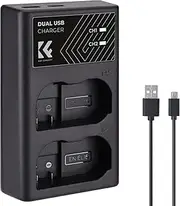 K&F Concept EN-EL15/EN-EL15A/EN-EL15B Battery Charger, Dual Slot Quick Charger for Nikon D7000, D7100, D7200, D750, D850, D810, D800, D800E, D750, D610, D600, D500, Z6, Z7, V1 Camera