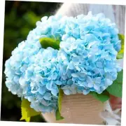 5pcs Realistic Light Blue Hydrangea Artificial Flowers Faux Fake Silk Sky-blue