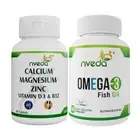 Nveda Combo Pack of Omega 3 Fish Oil 60 Capsules & Calcium, Magnesium 60 Tablet