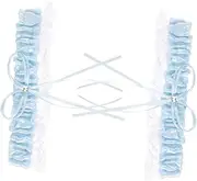 [Healvian] 2pcs Blue Bridal Garter Set Lace Wedding Elegant Garters for Bride for Weddings Proms Parties Romantic Bridal Accessories