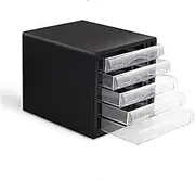 File Cabinet Desktop File Cabinet Transparent Drawer Data Small Cabinet Office Desktop for Home Office(Black)