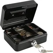 Large Cash Box With - Metal Money Box | Cash Register Box | Cash Box With Money Tray And Lock | Multi-Compartment Bill Holder Organizer For Business Use Home Security Studio Classroom