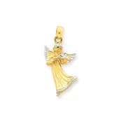 14k Yellow & Rhodium Gold w/Rhodium Angel w/Violin Pendant