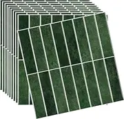 MORCART Peel and Stick Tiles, Superior Stick on Wall Tiles for Kitchen & Bathroom Backsplash, Self Adhesive Vinyl Tiles Stickers Subway Tiles Wall Decor & Home DIY (30x30cm, 20 Sheets, Dark Green)