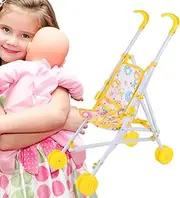 Baby Doll Stroller - Doll Stroller Toy | Kids Doll Stroller, Baby Doll Stroller Toy, Doll Stroller Baby Play Activity, Pretend Play Game Doll Toy Accessories for Girls and Boys, with T-Shaped Belt