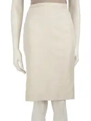 Cream Snake Print Pencil Skirt