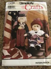 SIMPLICITY #7648 - 16" BETSY ROSS & 18" Uncle Sam DOLL -CLOTHING PATTERN FF