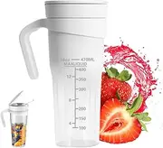 Portable Blender, 460ml Mini Smoothie Maker, Cordless Blender with Leakproof Lid & Straw, Rechargeable Juicer Machines for Fitness, Office, Going Out, Home (WHITE)
