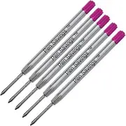 5 Pack, Pen Savings Ballpoint Pen Refills Compatible with Parker Ballpoint Pens, Medium Point (Bulk Packed) (Pink)