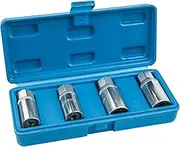 4 Piece Stud Extractor Tool Set Metric Broken Stud Removal Socket Kit with 12.5mm Square Drive for 6/8/10/12mm Studs - Durable Repair Tool for Rusted and Damaged Bolts